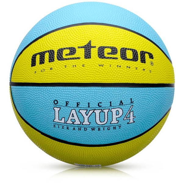 Piłka koszykowa Meteor Layup 4 żółty/niebieski