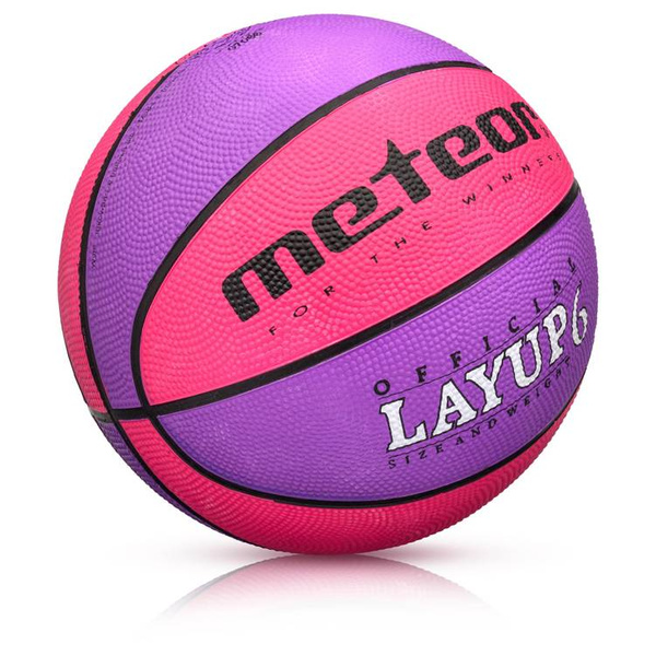Piłka do koszykówki Meteor LAYUP różowo-fioletowa rozmiar 6