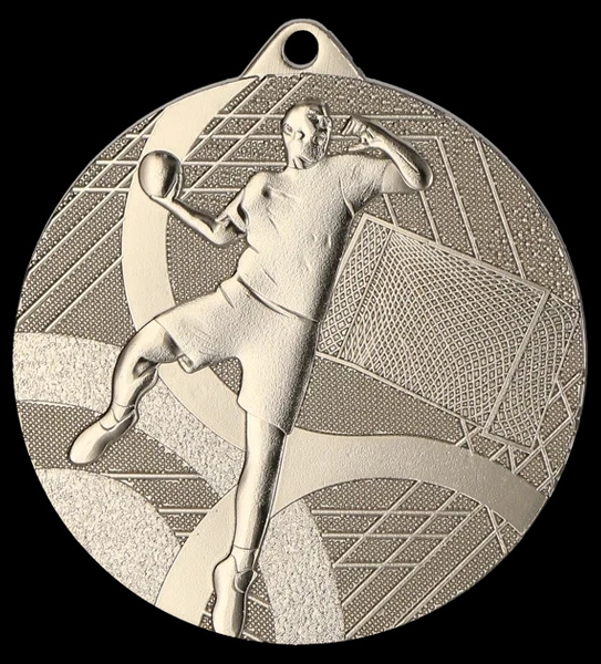 Medal stalowy 50mm srebrny - piłka ręczna - MMC39050