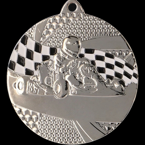 Medal stalowy 50mm srebrny - gokart MMC8350