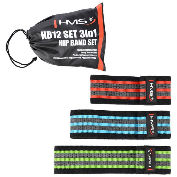 Zestaw 3 gum Hip Band do ćwiczeń HMS HB12 Set 3w1