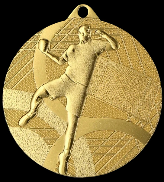 Medal stalowy 50mm złoty - piłka ręczna - MMC39050