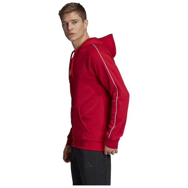 Bluza męska adidas Core 18 Hoody rozpinana czerwona z kapturem