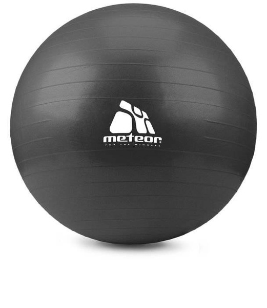 Piłka gimnastyczna fitness METEOR z pompką czarna 75 cm