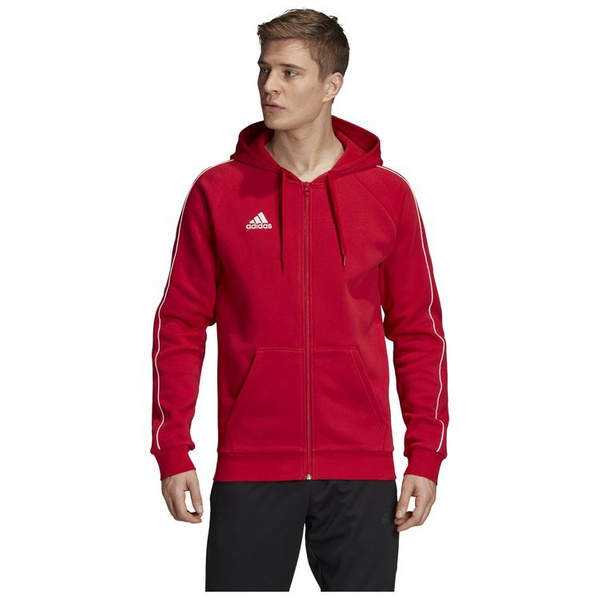 Bluza męska adidas Core 18 Hoody rozpinana czerwona z kapturem