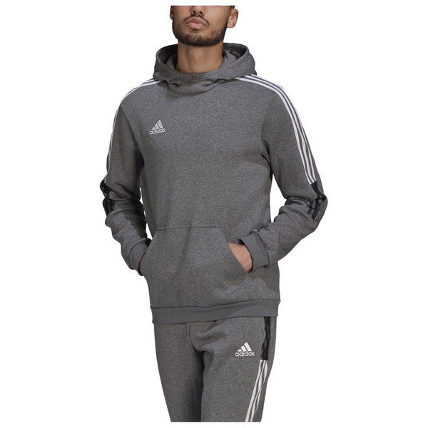 Bluza męska adidas Tiro 21 Sweat Hoodie kangurka z kapturem szara