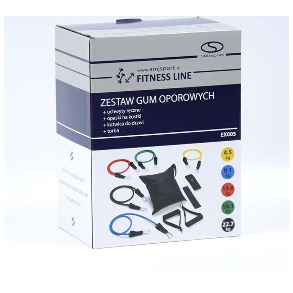 Zestaw 5 gum treningowych oporowych z uchwytami EX005