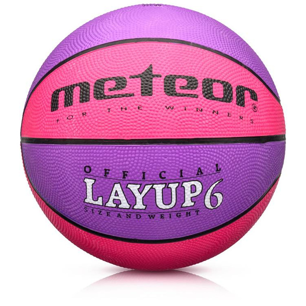Piłka do koszykówki Meteor LAYUP różowo-fioletowa rozmiar 6